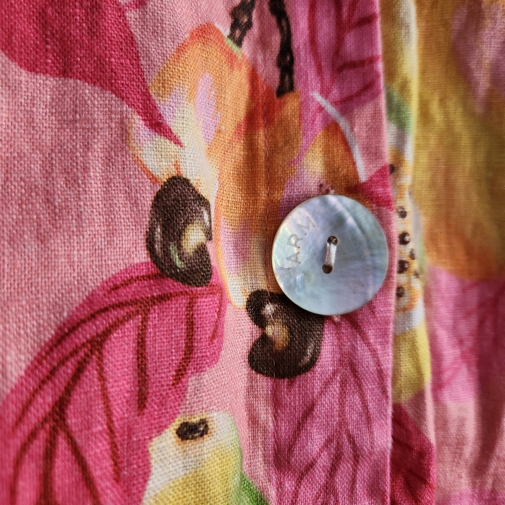 Farm Rio Pink Midi Dress 100% Linen S - Picture 13 of 13